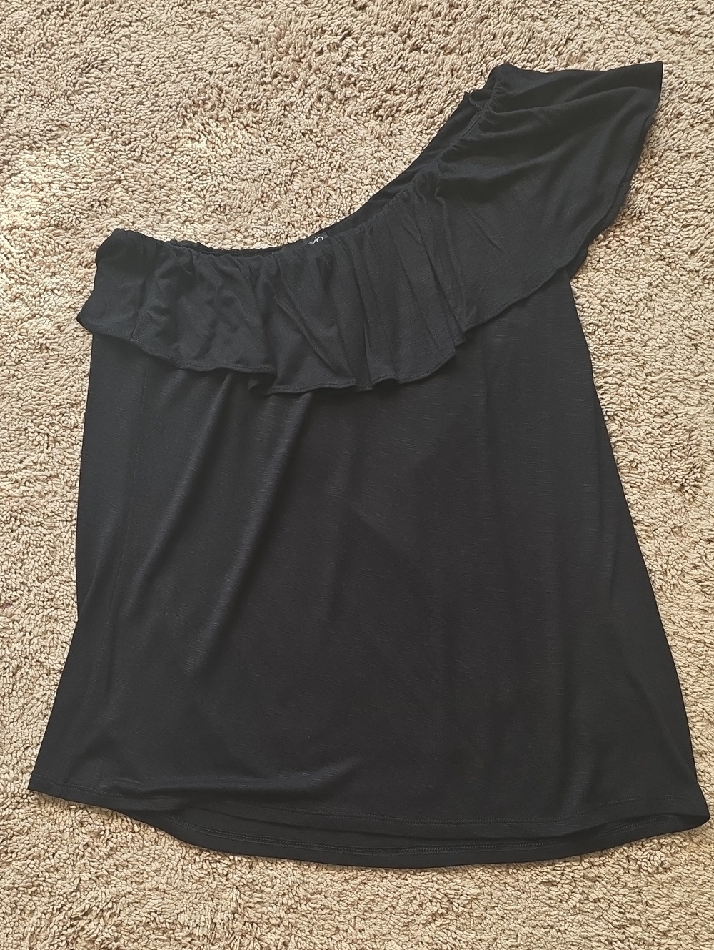 RXB Black One-Shoulder Ruffle Top
